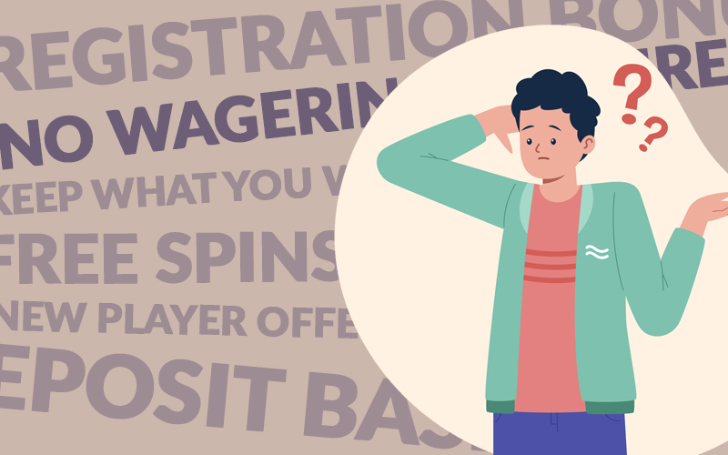 Man looking confused at casino terms