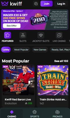 Casino mobile screenshot 1